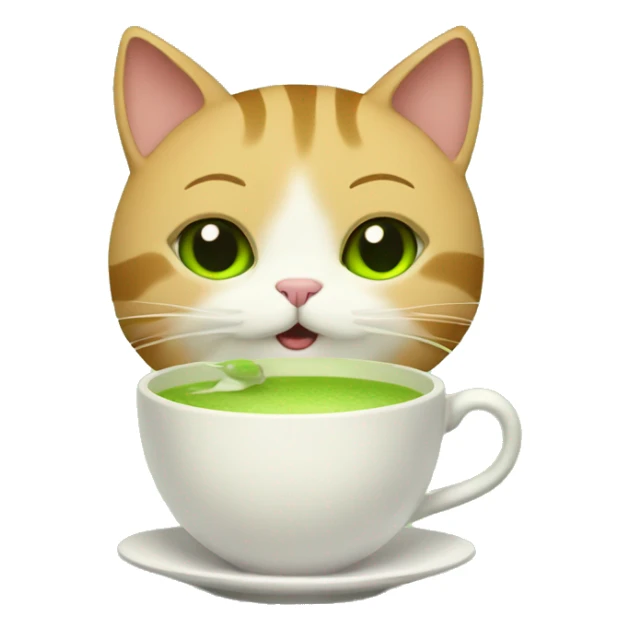 Cat with a cup of matcha  sticker