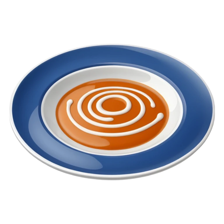 Minimal icon of a white plate with a thin, Michelin-style sauce drizzle forming a clear, distinct C shape in accent color #FF3D00. sticker