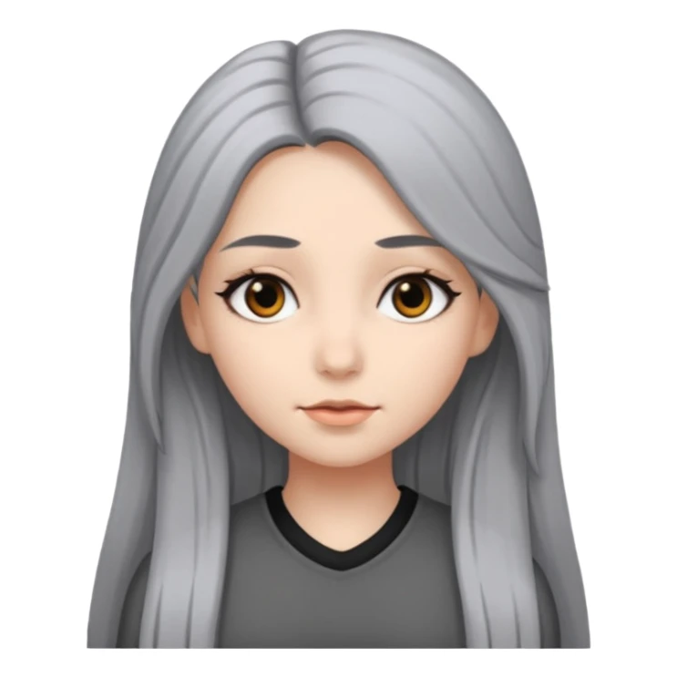 girl with black eyes and long black and gray hair sticker