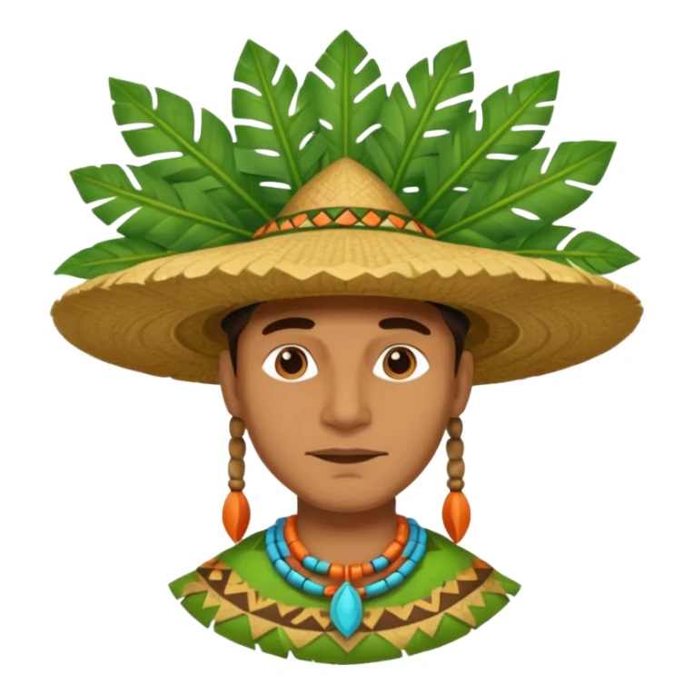 an surveyor man wearing a large leaf tribal hat sticker
