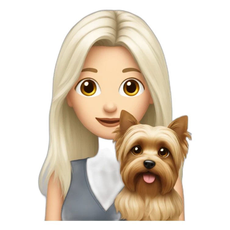White-Lady-longhair-with-yorkie-on-hand sticker