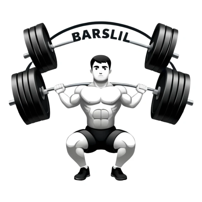 Powerlifting emblem featuring a stylized barbell with heavy weights, bold and strong font, dynamic lines, and muscular silhouette. Clean, modern, and impactful design, suitable for representing the strength and power of the sport. Transparent background. sticker