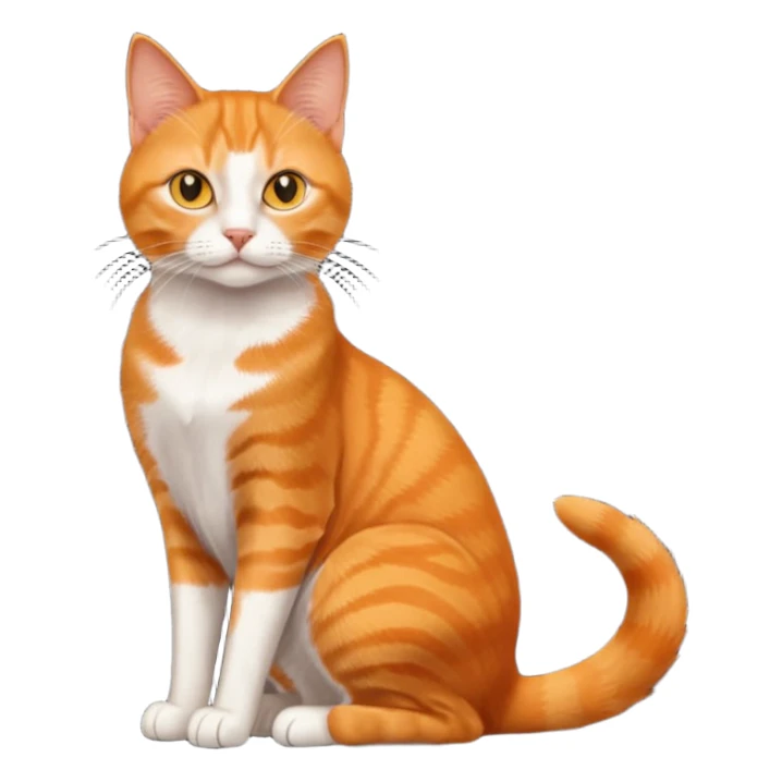 full body solid orange domestic shorthair slim cat with yellow/orange eyes sitting sticker