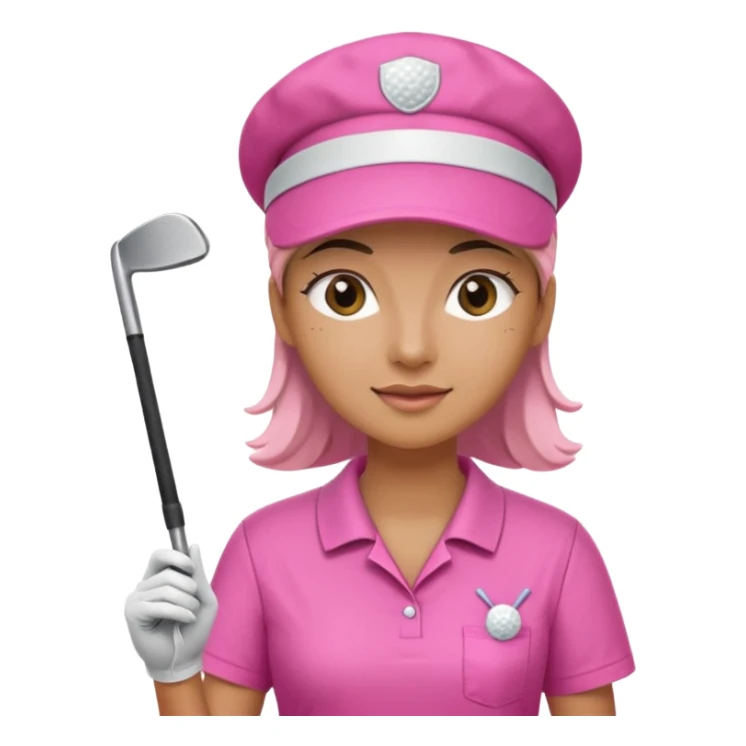 Female golfer wearing pink scrubs sticker