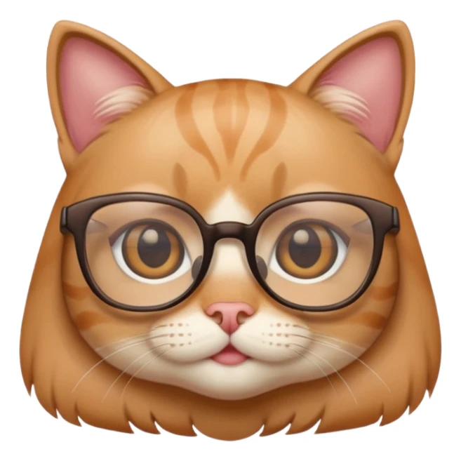 cute girl cat with really big square glasses with super thin frames sticker