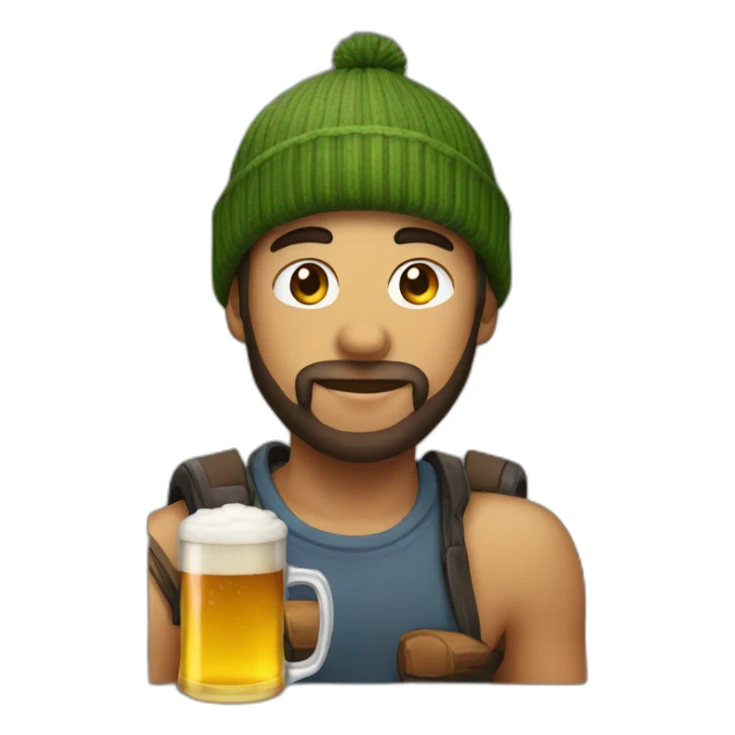 gamer with a beenie drinking beer sticker