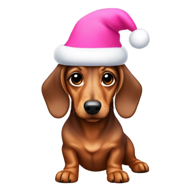 Dachshund wearing a pink Santa hat sticker
