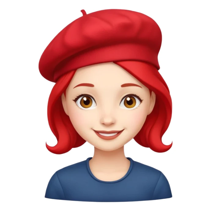 girl with a red beret, smiling sticker