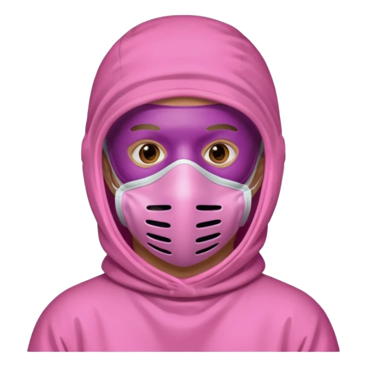 man in pink protection clothes with full-faced pink mask covered whole face sticker