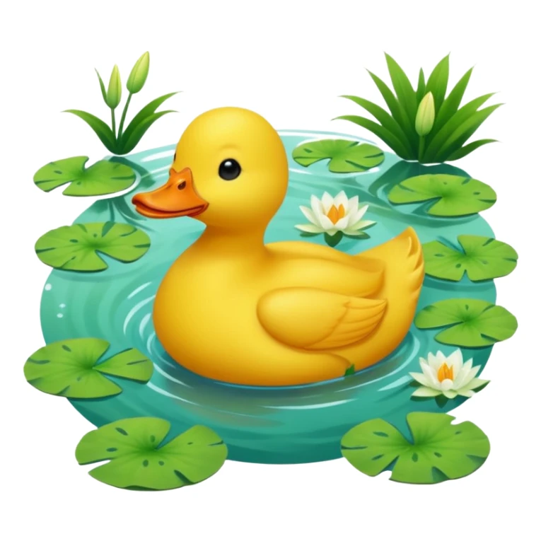 A yellow duck in a lake surrounded by nature
 sticker