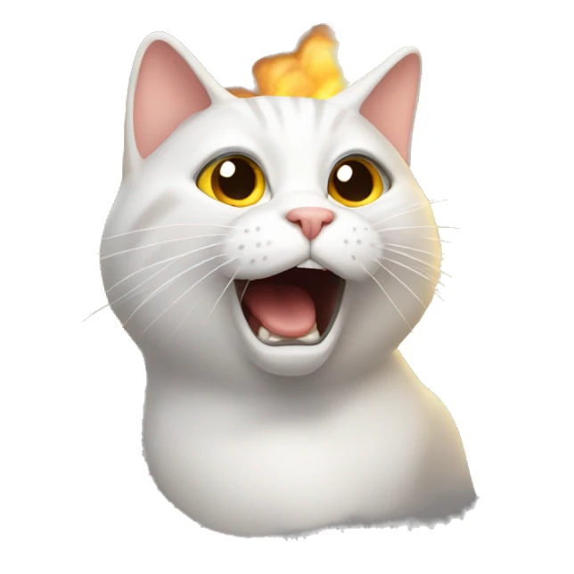 Shocked white eyed cat with head blowing up sticker