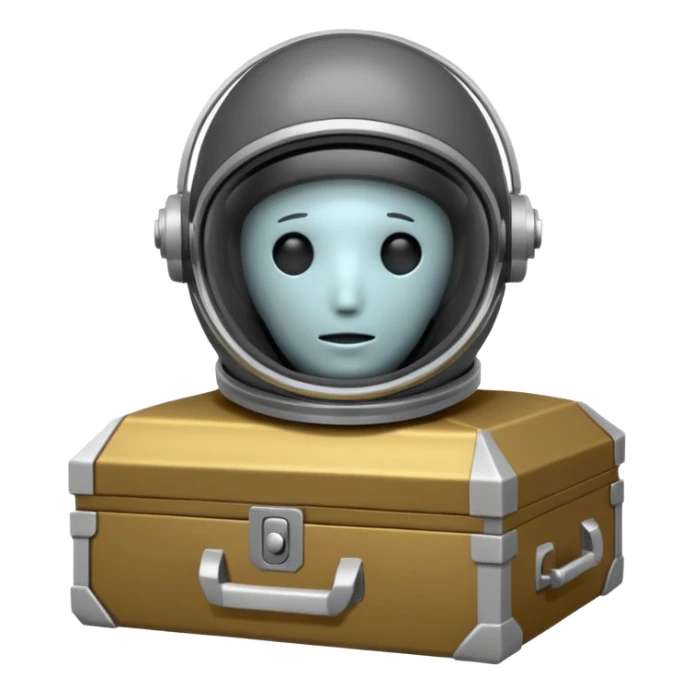 bodyless dark grey astronaut helmet, NO face, empty casket sticker