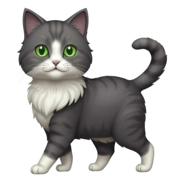 full body gorgeous solid dark grey cat with green eyes, white paws and white whiskers walking sticker