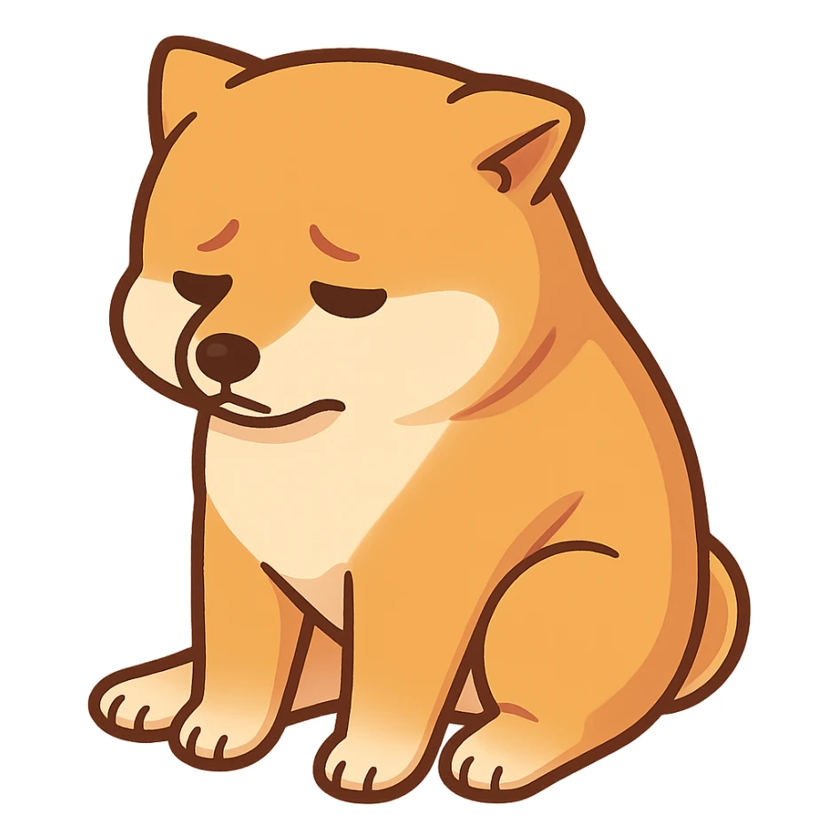 The Shiba Inu sat there in a cowardly manner, looking ashamed. sticker