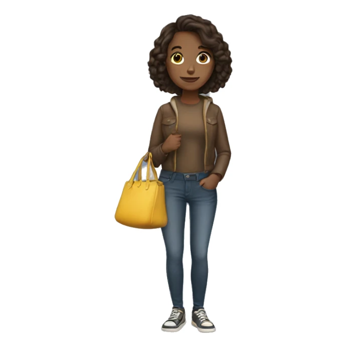 brunette girl with bag sticker