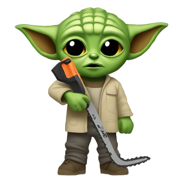 Little Yoda works with chainsaw sticker