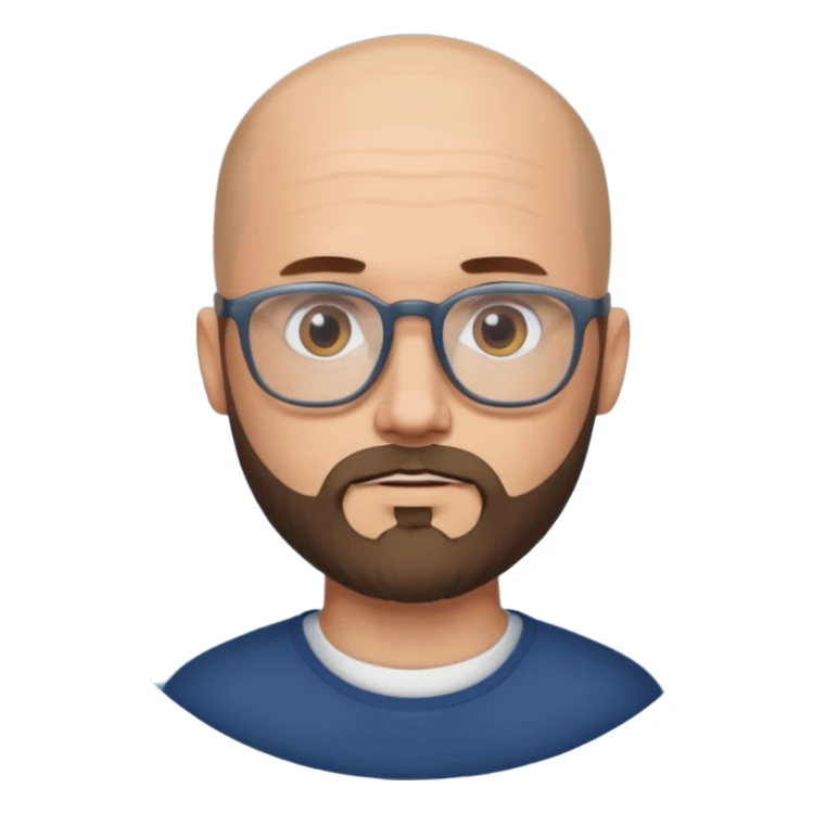 shaven head white man with glasses and beard sticker