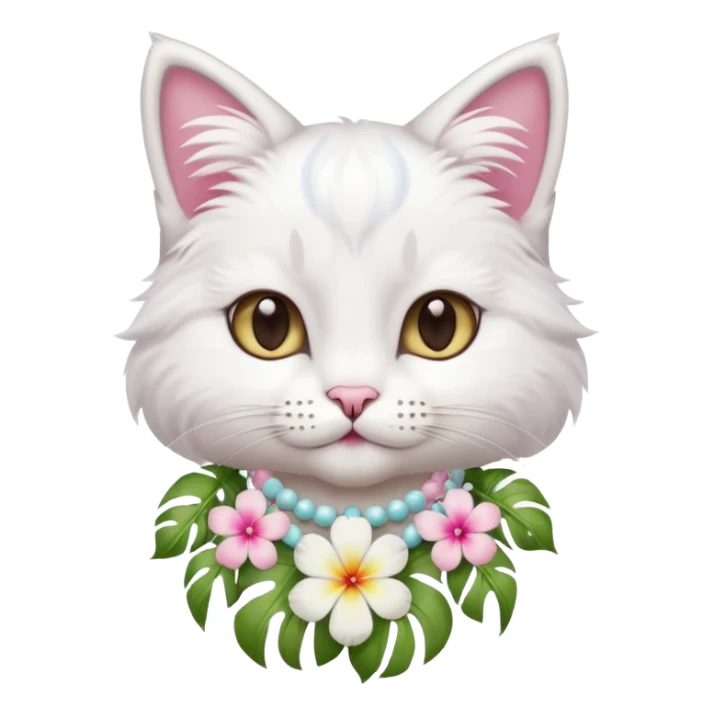 A cute cat with hawaiian pastel flower necklace, posing proudly. sticker