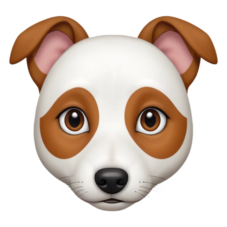 a fully white jack russell the size of a kelpie with a half white face sticker