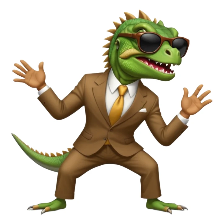 capitalist iguana banker godfather with black sunglasses breakdance scaring sticker