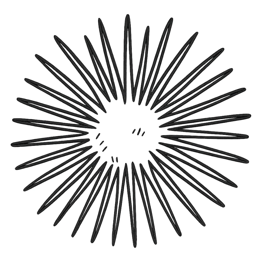 Sea urchin illustration matching the logo style, clean hand-drawn blue lines, minimal, no text, transparent background, denser spines. sticker