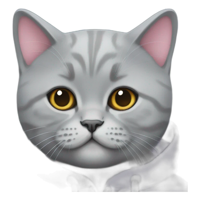 A British shorthair blue with an unicorn hoodie  sticker