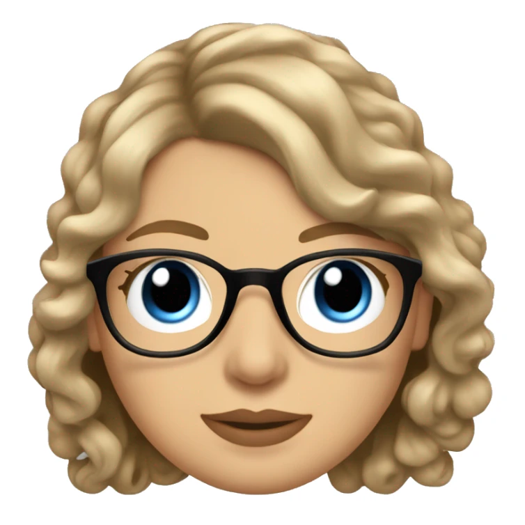 Taylor swift with blu eyes wearing glasses and shoulder length wavy hair  sticker
