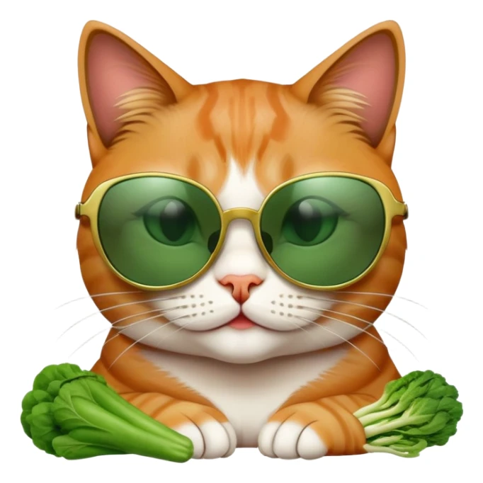 Cat with sunglasses, Crazy because smoking green vegetables, looking like a beautiful women on bed  sticker