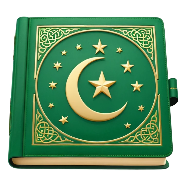 Closed Quran with the Islamic Symbol on it (moon and star) green sticker