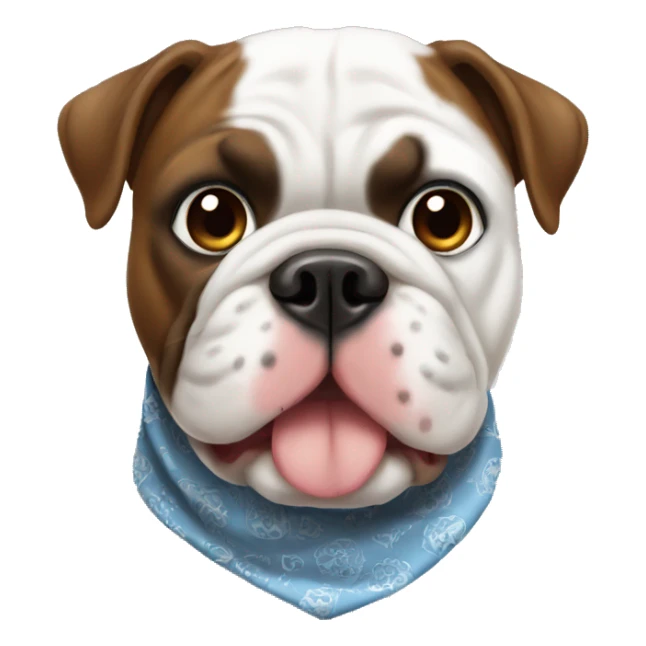 White and dark brown bulldog wearing bandana sticker