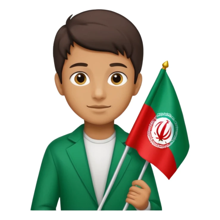 A boy holding the Iran flag. sticker