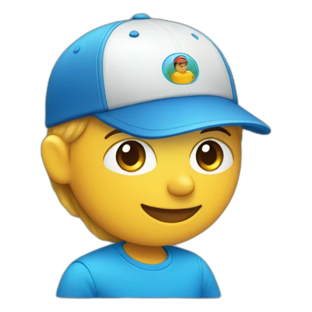 smiling face wearing a blue cap with a body wearing a blue t-shirt sticker
