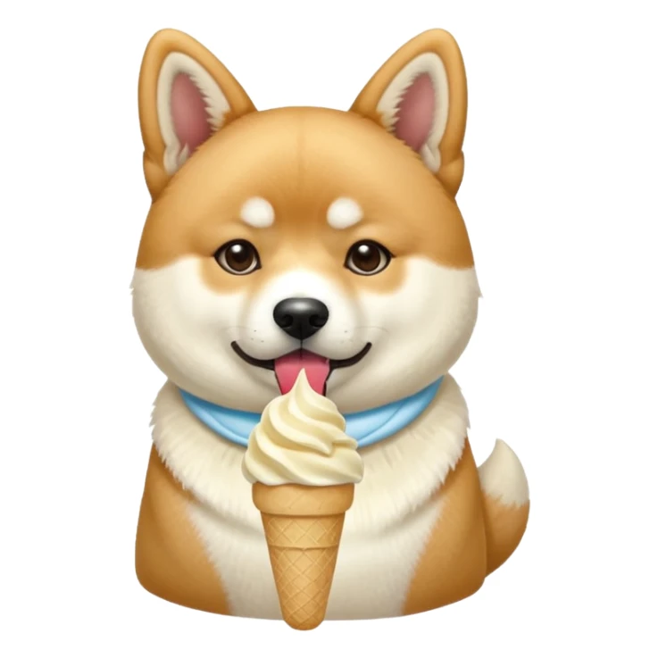 Japanese akita inu eating icecream sticker