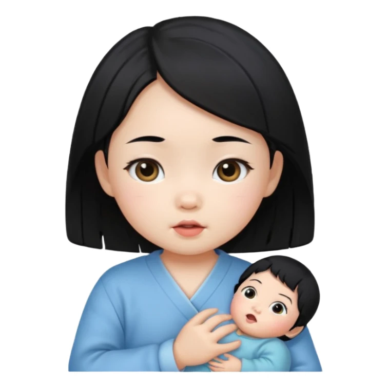 korean black hairbaby girl sticker