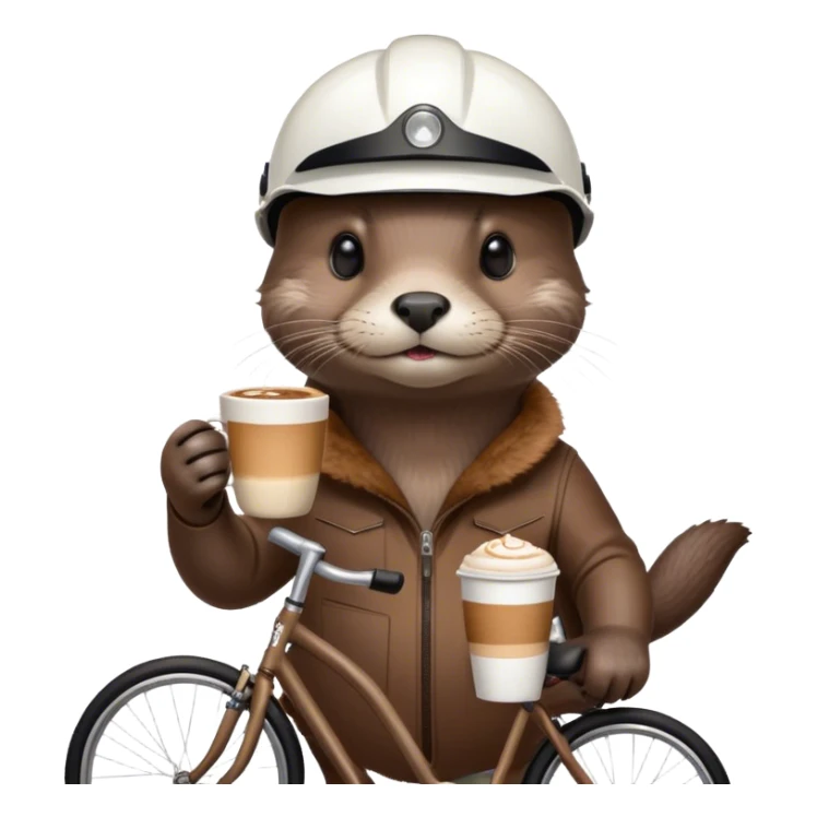 Otter mit Fahrrad Helm und Cappuccino  sticker