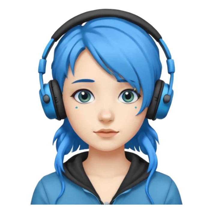 blue haired earringed heaphone wearing girl sticker