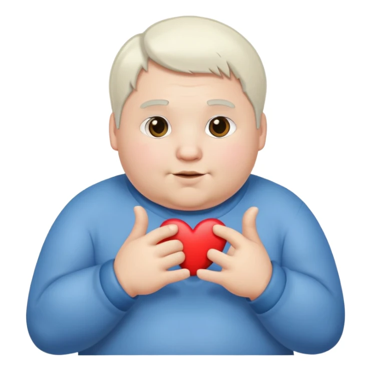 A chubby guy with white bob hair shows a heart with his fingers sticker