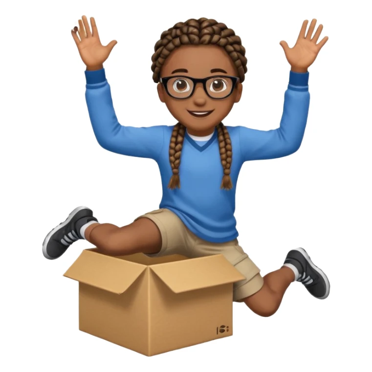 black boy with glasses and box braids jumping sticker