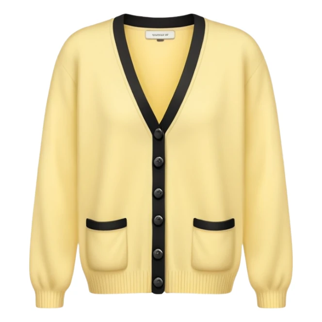 Pastel Yellow Cardigan with a line of black buttons  sticker