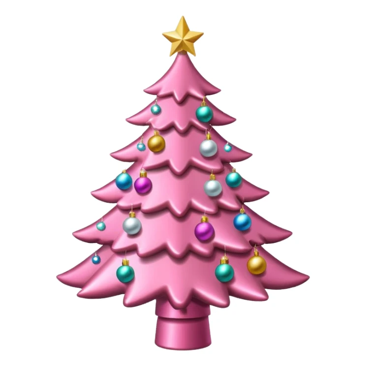 pink christmas tree with pretty ornaments sticker