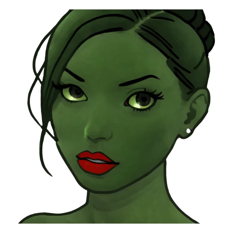 A girl with black hair red lips and eyelashes sticker