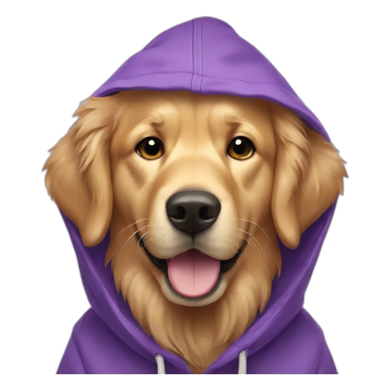 golden retriever in purple hoodie sticker