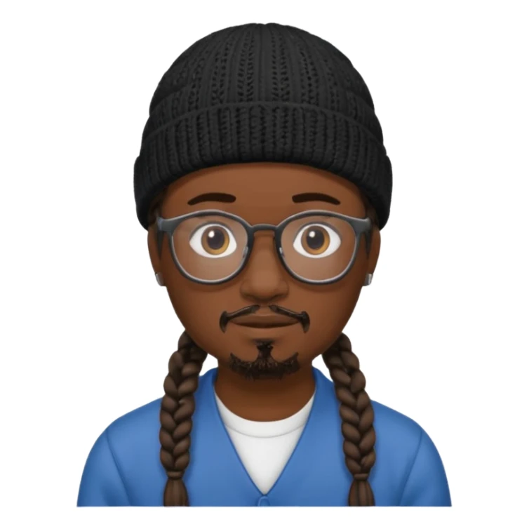 man with braids glasses beanie and goatee sticker