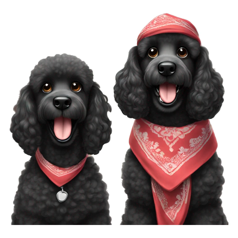 Two BLACK poodles with a big smile. Also with a bandanna around its neck. Both Dogs needs to be all black sticker