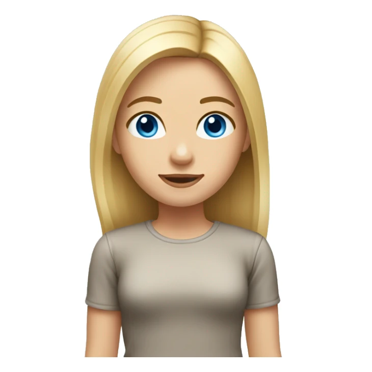 girl with blue eyes shoulder-length blond straight hair, emoji should include shoulders sticker