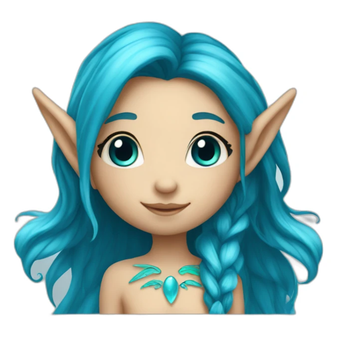 cute marine blue elf fairy with long hair sticker