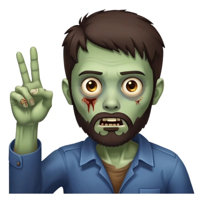 zombie pointing gesture with dark brown hair and short full beard sticker
