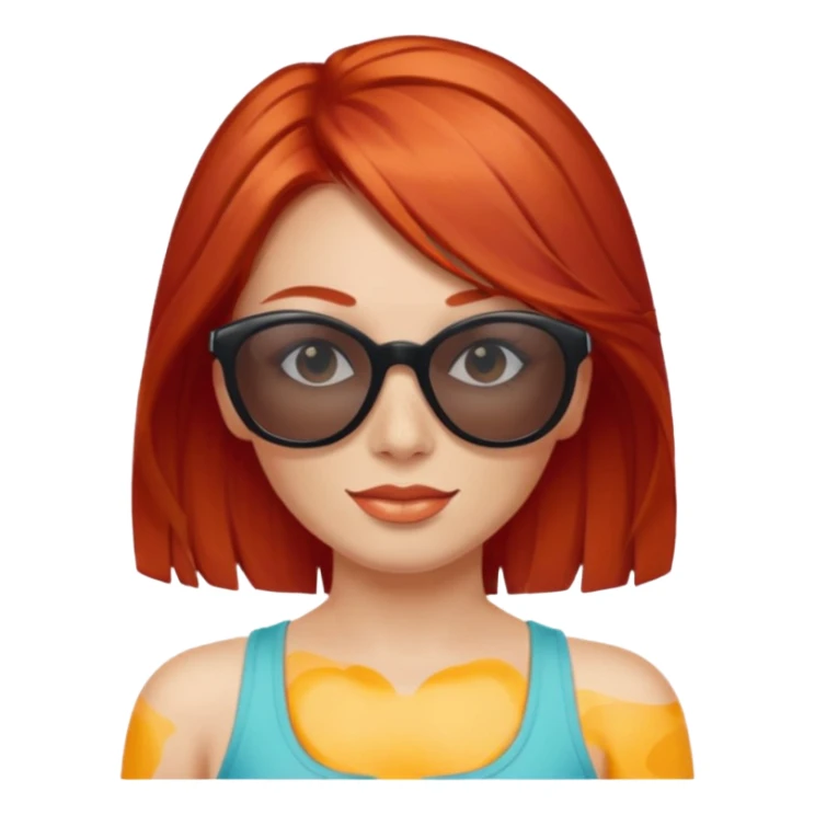 
female red haired suncream and sunglasses sticker