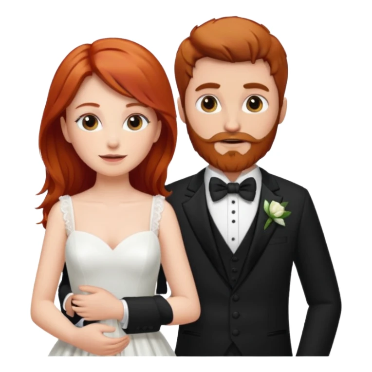Red hair bride and brown hair groom with beard sticker