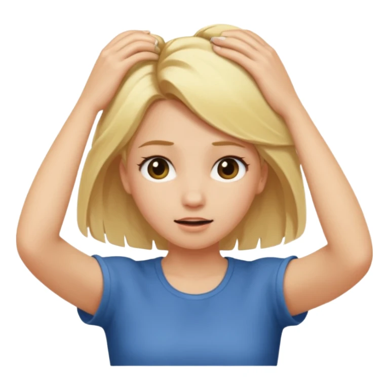 Girl pulling her hair out, blonde hair sticker
